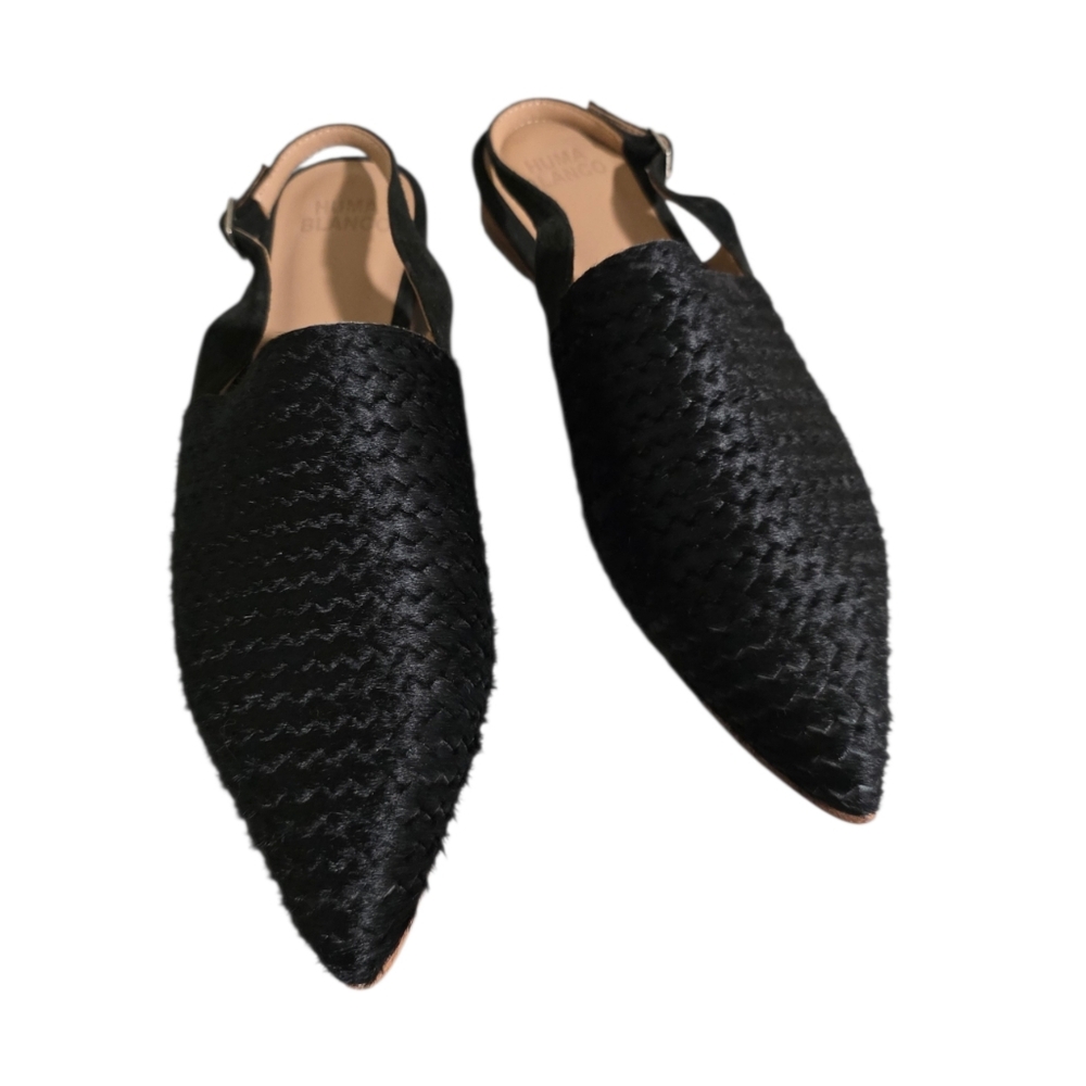 Huma Blanco Basketweave Slingback Mule in Black Size 9